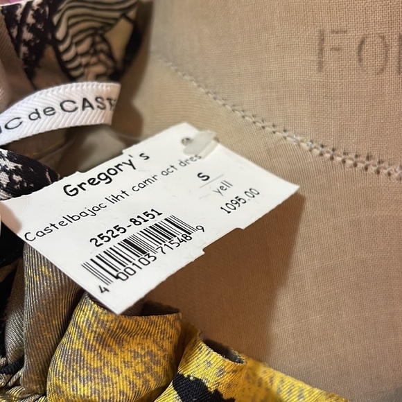 JC de Castelbajac Yellow Black Maxi Dress Camr Camera Act Print NWT - Picture 13 of 16